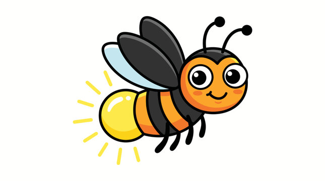Smiling cartoon bee flying with motion lines