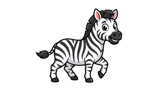 Smiling cartoon zebra running