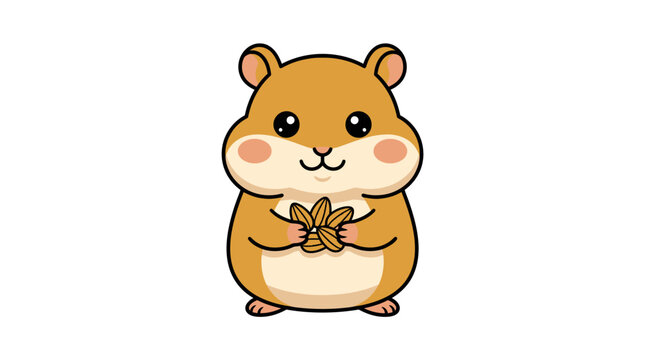 Cute hamster holding sunflower seeds