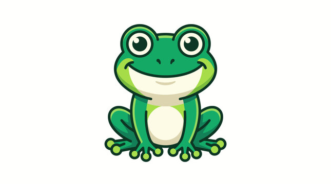 Smiling green frog cartoon character