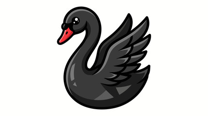 Black swan cartoon with red beak © MUKTARANI