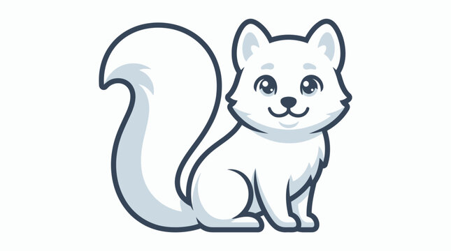 Cute cartoon squirrel sitting and smiling