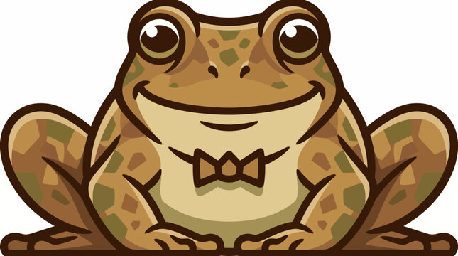 Smiling brown frog with green spots