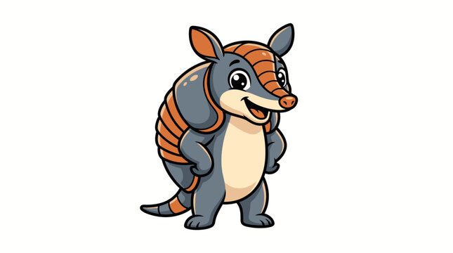 Cartoon armadillo standing and smiling