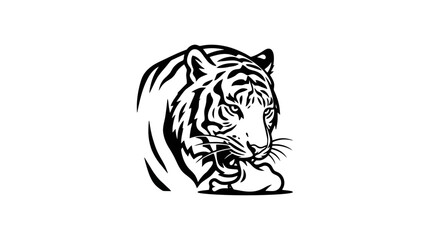 Fototapeta premium Black and white tiger head illustration.