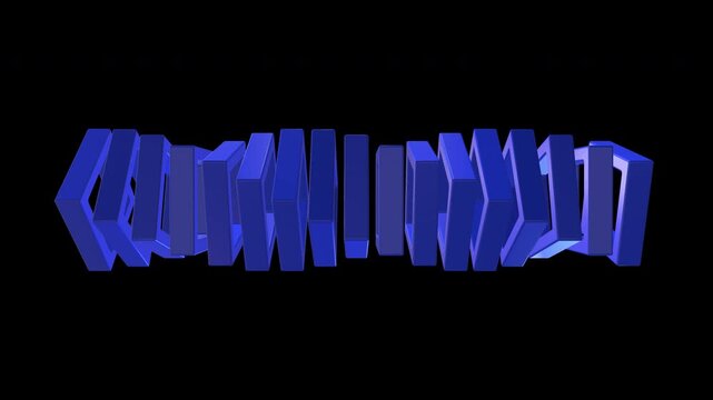 Blue flowing curved shape loop animation on transparent background