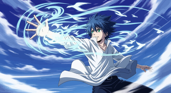 Mysterious Warrior Unleashing Powerful Energy Surge