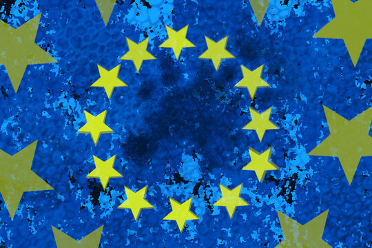 Uni&oacute;n Europea, estrellas mar y tierra Europa zona comunitaria estados miembros defensa y guerra