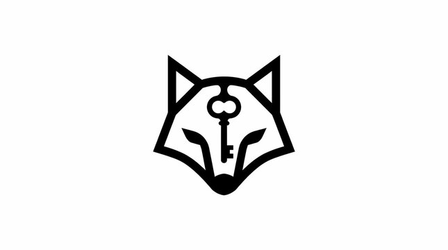 Minimalist fox head logo featuring a secret key symbol 