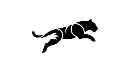 Fototapeta premium Stylized leaping tiger logo design vector silhouette 