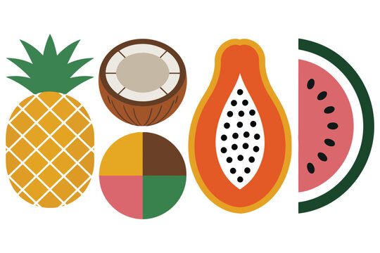 A vibrant collection of colorful tropical fruits arranged in a delightful composition
