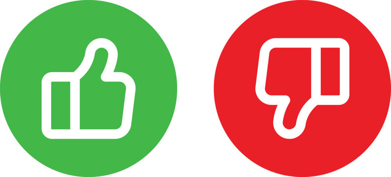 Minimalist line art hand gesture set showing like and dislike symbols