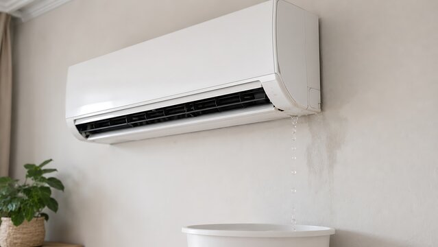 Leaking mini split air conditioner unit with water damage