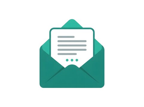 Open envelope with document icon for email communication, envelope