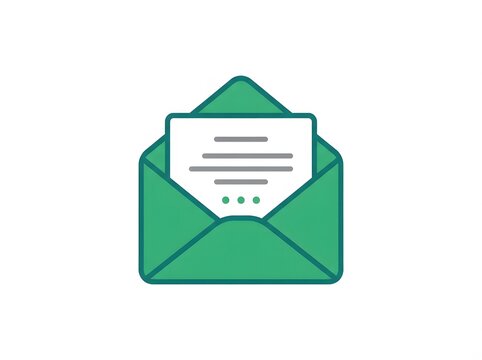 Green open envelope icon representing email and communication