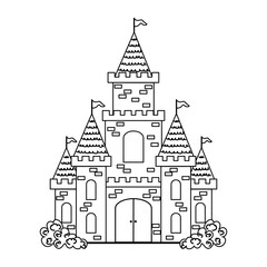 Fototapeta premium Princess Castle Coloring Page for Kids Printable Fairy Tale Coloring Book