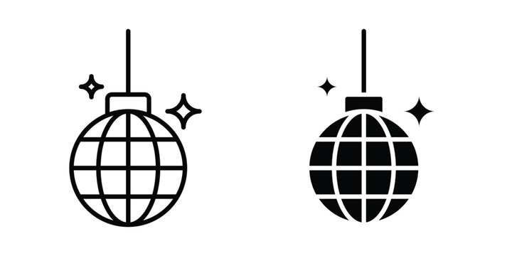 Disco ball icon editable design set