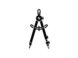 Fototapeta premium Black compass drafting tool icon isolated on transparent background, Vector