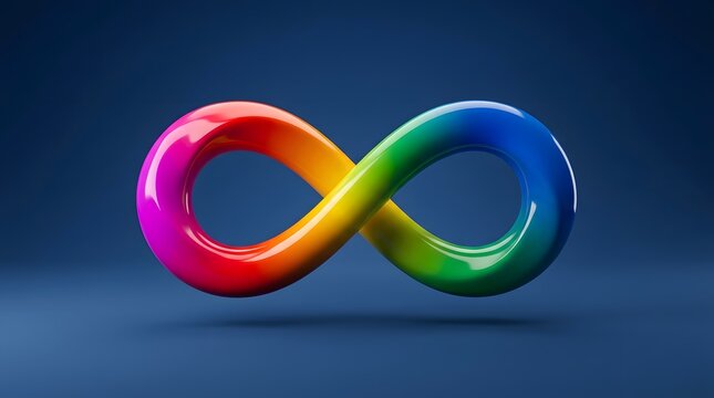 Vibrant rainbow infinity symbol representing limitless possibilities and eternal connection