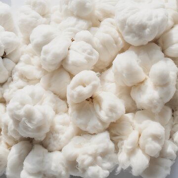 Close Up View Of Fluffy White Cotton Balls Arranged Together