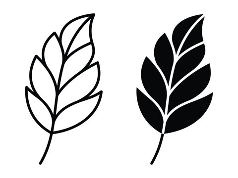 Botanical Leaf Outline and Filled Vector Icon Set
