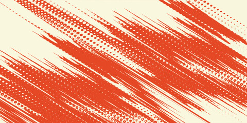 Abstract orange halftone background with sharp diagonal brush strokes and grunge texture. © darus