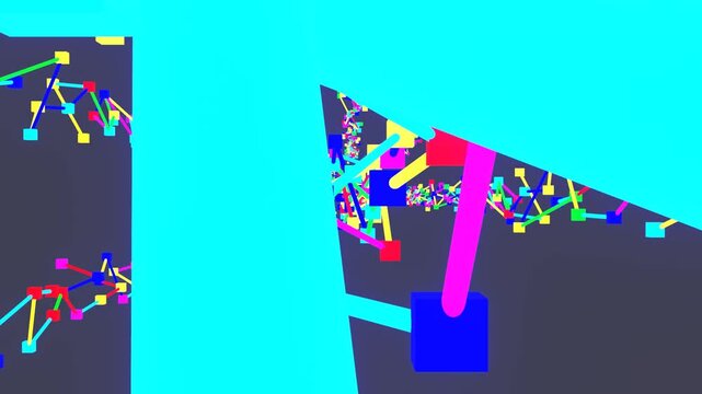 10 seconds seamless looping angular joint cubes flying away linear movement black background animation screensaver visualizer hd video 