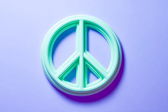 A Peace Symbol, Graphic Resource, Teal Peace Sign, Purple Background 