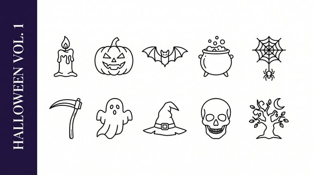 Premium Halloween Outline Icons Asset Sheet - Vol 1 (Vector SVG/EPS)