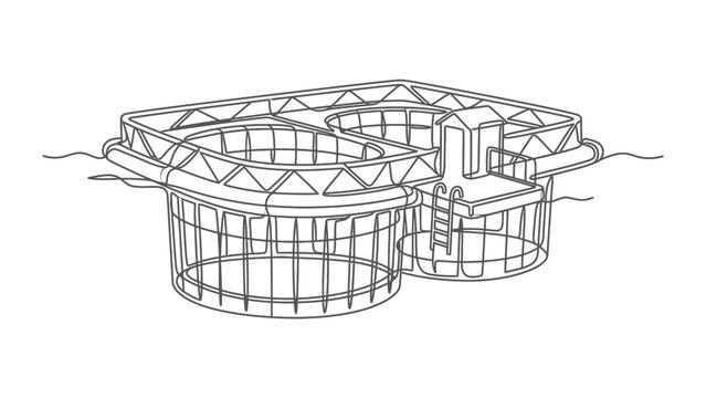 Aquaculture Fish Farm Floating Cage Structure Illustration