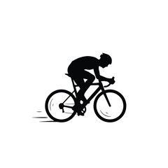 Fototapeta premium Black silhouette of a cyclist riding a bicycle in a minimalist rider