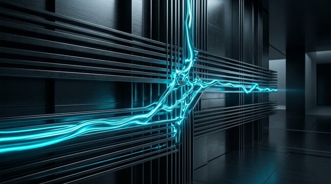 Dark Brushed Steel Grid Cyber Security Background Template 