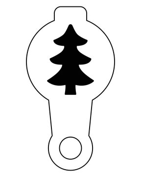 Christmas Tree, Christmas Stencil for Cappuccino, Coffee, or Cookies - vector template for stenciling or laser cutting. Christmas Tree Stencil for Winter Holidays