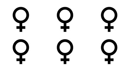 Female gender symbol set, black venus icons on white background, 6 woman signs vector collection © MR
