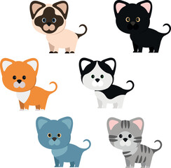 Fototapeta premium A set of cats. Vector illustration