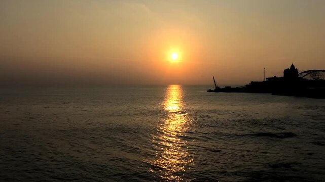 Beautiful sunrise at Kanyakumari in Tamil Nadu on southern tip of India