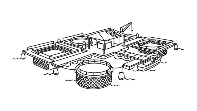 Floating Fish Farm Aquaculture System