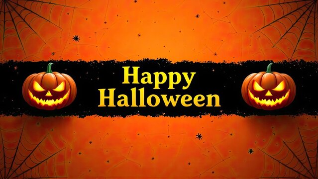 Festive halloween background with jack o' lanterns and spiderwebs for spooky celebrations