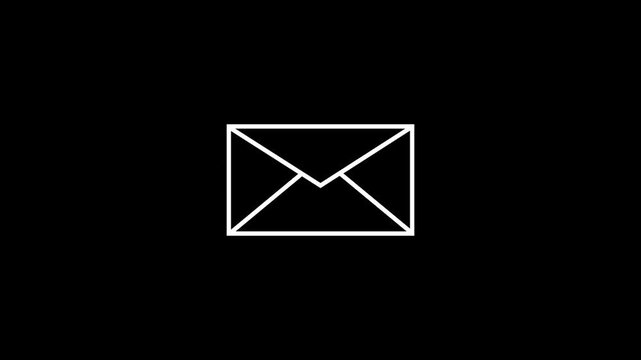 Mail Delivery Envelope outline Icon animation Isolated on black Background.