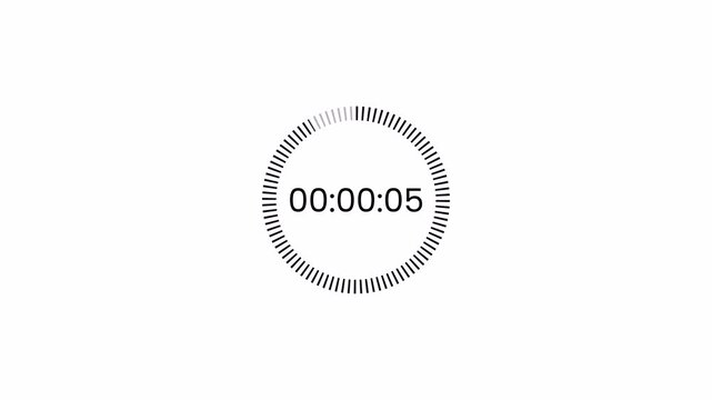 One minute countdown timer animation, 1 minute timer, one minute countdown in one minute on transparent background, one minute countdown in 4k with alpha channel.