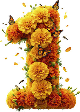 Numero 1, cempasuchil, catrinas, sombrero, garbanzera, flor, naranja, petalos, mariposas, corazon, craneo, calavera, catrin, velas, accesorios, ornamentos, elegante, decoraciones, objeto, celebracione