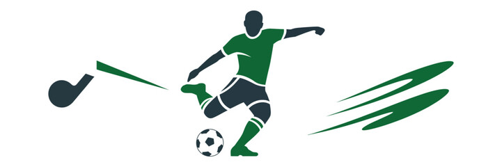 Soccer Player Action with Football Ball, Referee Whistle and Sports Equipment Colorful Editable Vector Illustration for Football Competition © Mdshohag