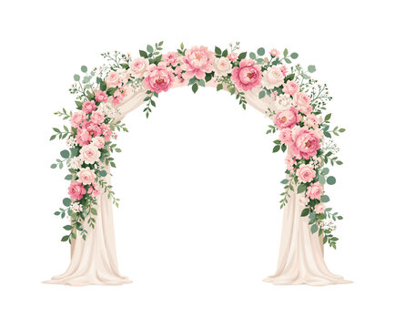 Floral wedding arch frame with pink flowers and white space, flowers, floral, arch, wedding, frame, pink, white, blossoms,