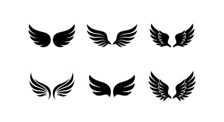 Obraz premium Angel Wings Vector Icons Set, Feathered Wing Graphics for Spiritual and Fantasy Designs
