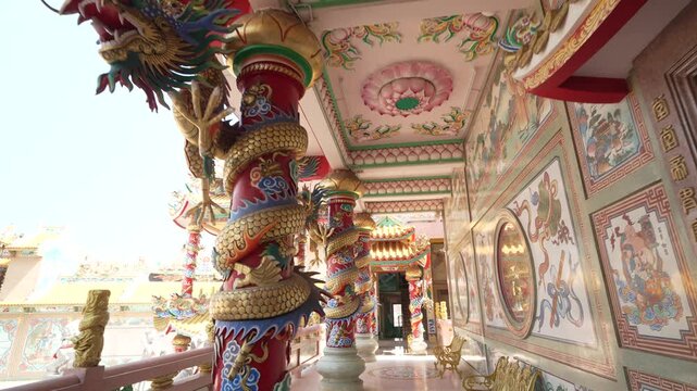 Beautiful Chinese architecture of Na Jasaataichue Shrine in Chonburi, Thailand.