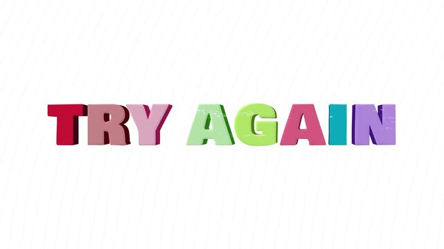 Try Again 3D Title Rotating Animation With Splash Effect On Transparent Background