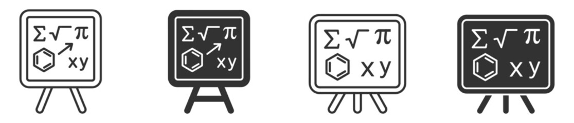math formulas on school chalkboard icon set on transparent background © Наталья Перова