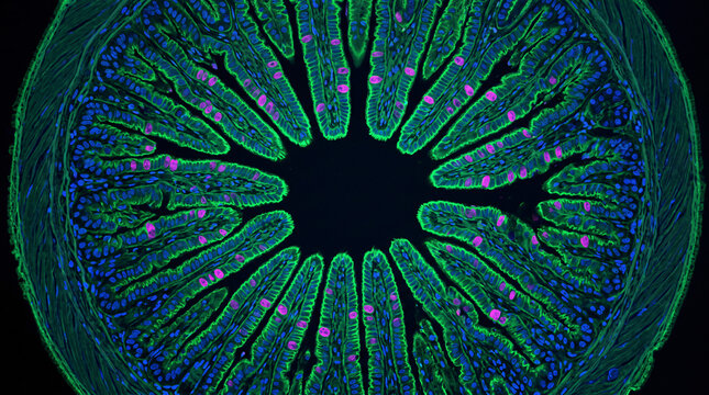 Intestinal Villi Confocal Microscopy