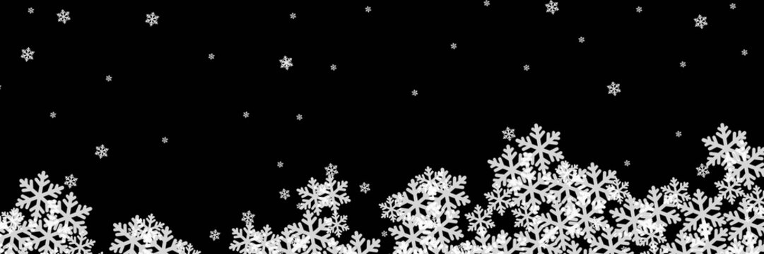 Winter Snowflakes Border, Decorative Seasonal Background for Christmas and Holiday Design Projects