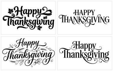 Elegant thanksgiving typography collection four festive calligraphic designs for holiday greetings © Nasir Khan
